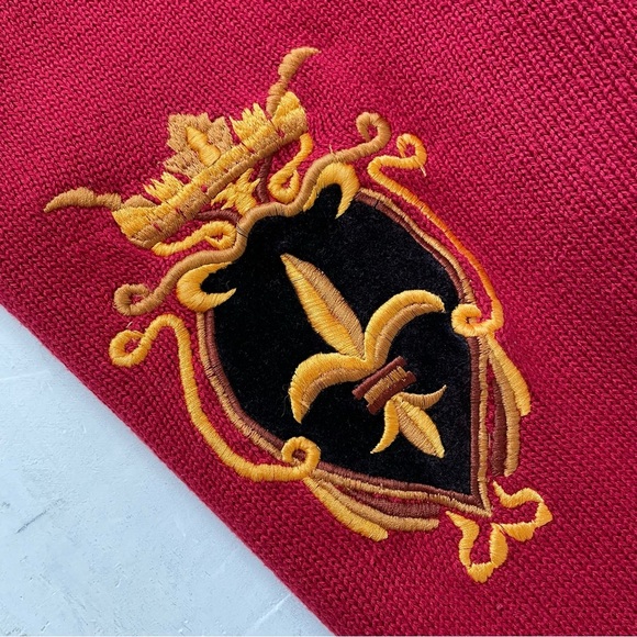 Vintage Marisa Christina Preppy Crown Sweater Classic Red Christmas Royal Damask - Picture 7 of 9